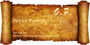 Opris Patrik névjegykártya